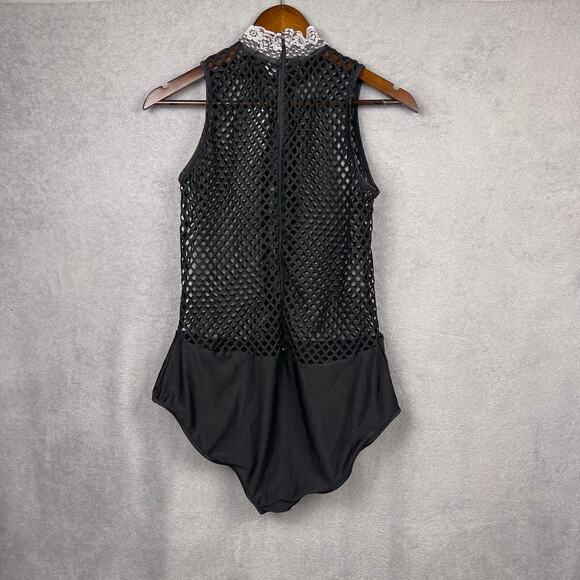 NWT Music Legs Lingerie Maid Costume Womens Plus OS Sexy Fishnet Black Halter - Picture 5 of 11